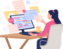 Girl sitting at desk working